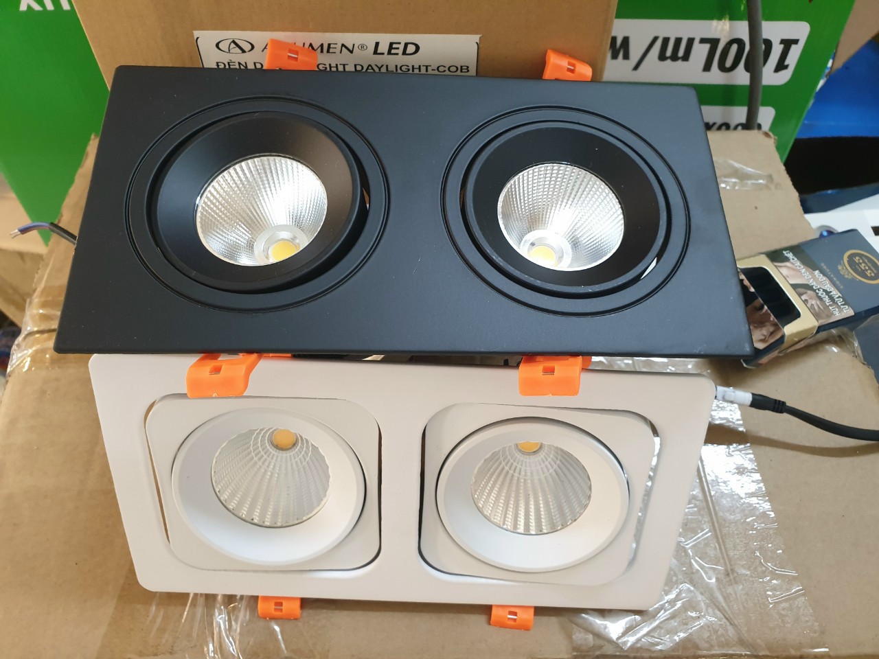 Đèn led âm trần vuông đôi 2x10w