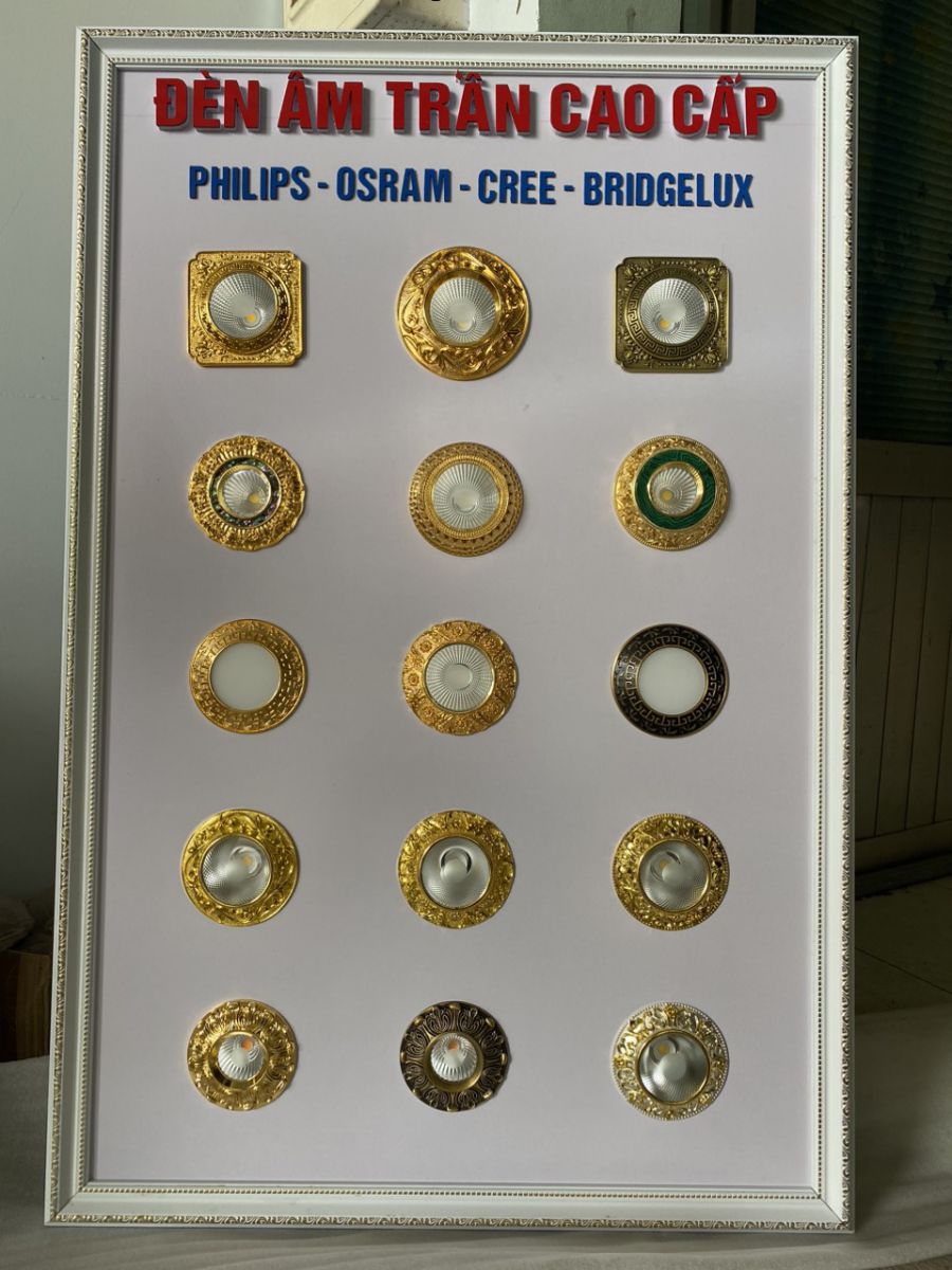 Đèn led âm trần đồng mạ vàng 12w